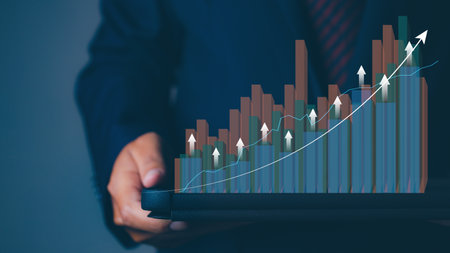 Goal business success strategy chart target and planning. Stock market, Business growth, progress or success. Stock market graph financial profit stock market development.の写真素材