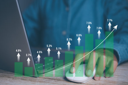 Goal business success strategy chart target and planning. Stock market, Business growth, progress or success. Stock market graph financial profit stock market development.の写真素材