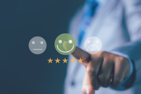 Customer satisfaction experience excellent for service feedback review.の写真素材