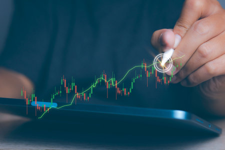 Goal business success strategy chart target and planning. Stock market, Business growth, progress or success. Stock market graph financial profit stock market development.の写真素材