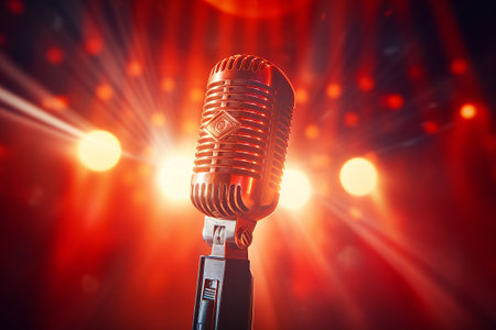 retro audio microphone concert stage.の素材