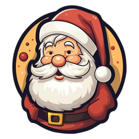 Sticker santa claus with merry christmas, christmas festive celebration.の素材