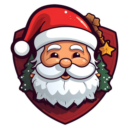 Sticker santa claus with merry christmas, christmas festive celebration.の素材
