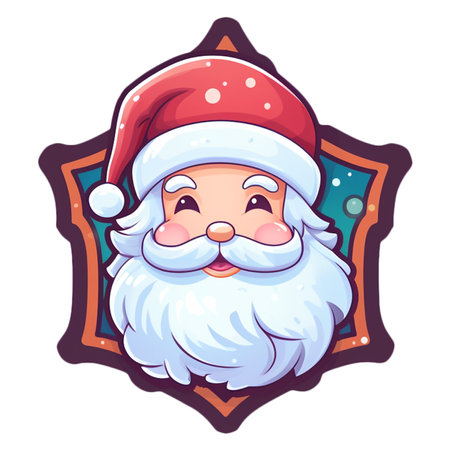 Sticker santa claus with merry christmas, christmas festive celebration.の素材