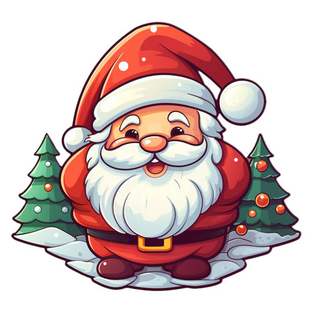 Sticker santa claus with merry christmas, christmas festive celebration.の素材