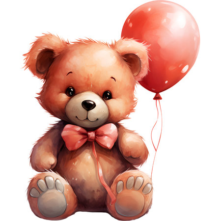 watercolor teddy bear with heart valentine day.の素材