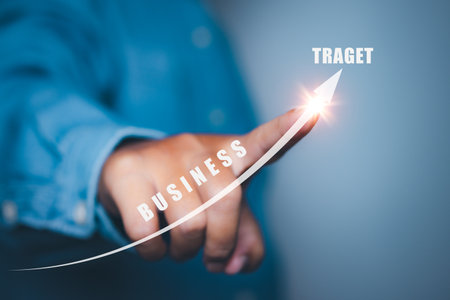 Businessman startup business in 2024. Progress growing to new business target.の写真素材