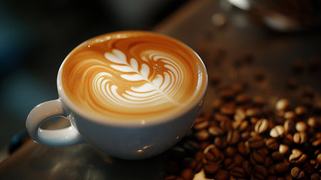Hot coffee with latte artの素材