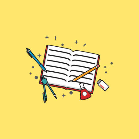 Vector graphic illustration of school supplies good to use for banners, stickers, application icons etc.のイラスト素材