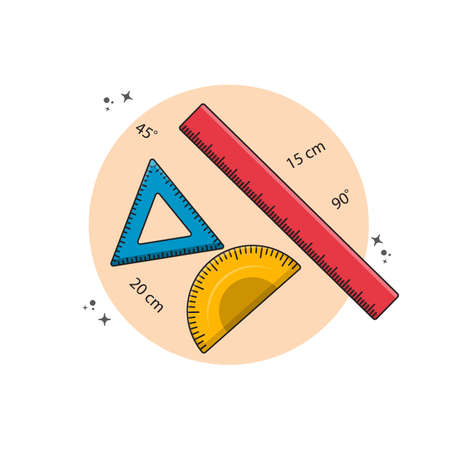 Vector graphic illustration of school supplies good to use for banners, stickers, application icons etc.のイラスト素材