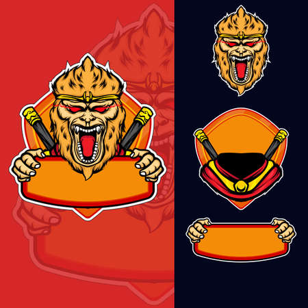 Vector graphic design illustration, monkey king esport  that can be used for  design, stickers, etc.のイラスト素材