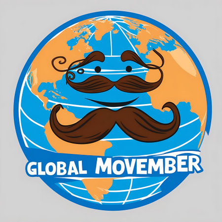 global moustache on the map of the world, vector illustrationの素材