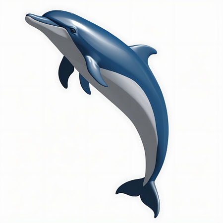 dolphin isolated on white background. 3d render illustration with clipping pathの素材