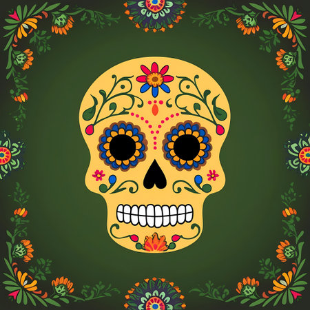 Day of the Dead, mexican sugar skull vector illustration.の素材