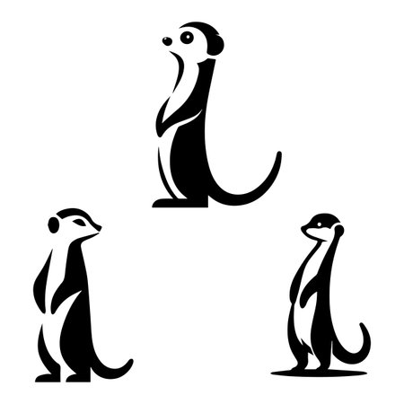 set of cute cartoon meerkats on a white background. vector illustrationのイラスト素材