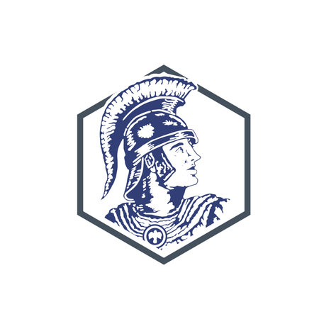 Viking warrior in helmet and armor. Vector illustration on a white background.の写真素材