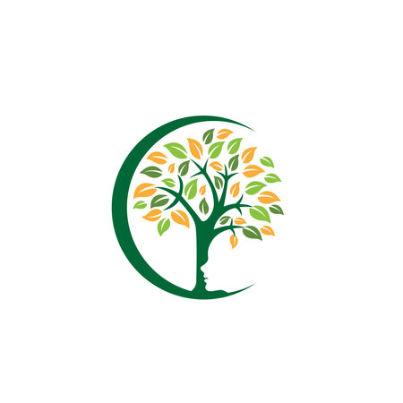 Nature tree logo design template. Green nature vector logo design concept.の写真素材