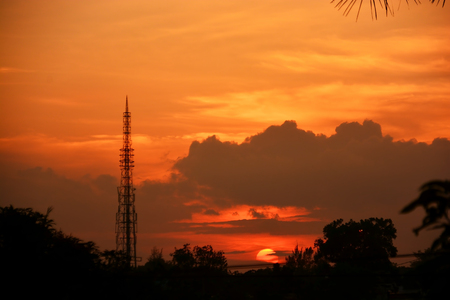 Golden sunset at bintan island Indonesiaの写真素材