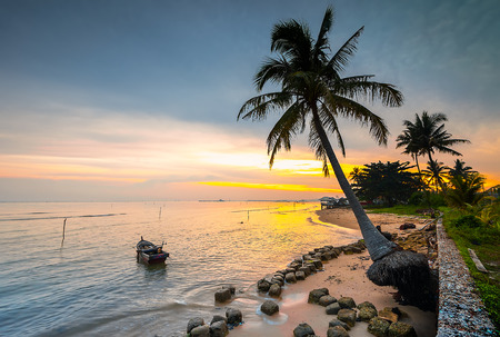 Sunset Photos of Bintan beach wonderful Indonesiaの写真素材