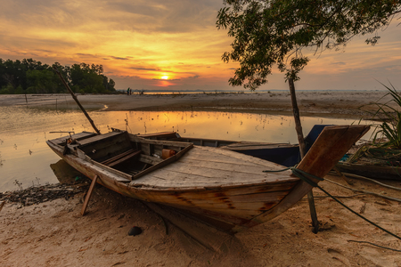 Sunset Photos of Bintan beach wonderful Indonesiaの写真素材