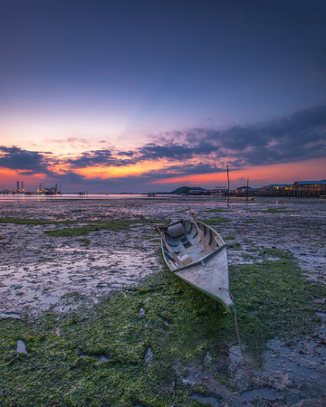 Wonderful sunset moment at  batam bintan indonesiaの写真素材