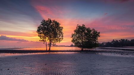 Wonderful Sunset moment at Bintan Island Indonesiaの写真素材