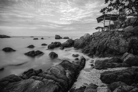 Black White Panorama Photos of wonderful indonesiaの写真素材