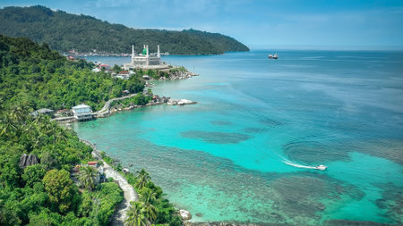 Aerial view of Anambas Islandの写真素材