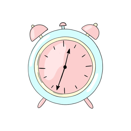 Illustration with cute alarm clockの写真素材
