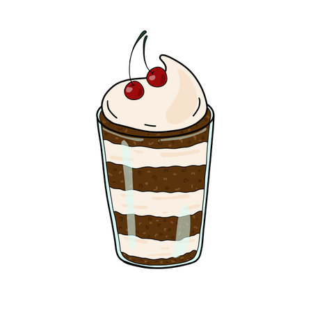 Illustration with delicious cake in a glassの写真素材