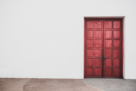 Red door on white wall thai styleRed door on white wall thai styleの写真素材