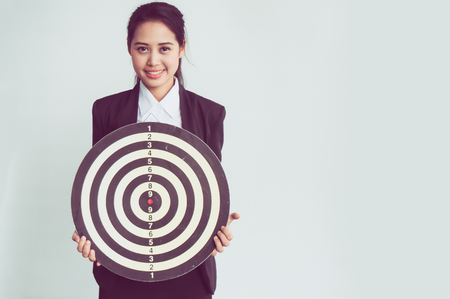 business woman hold target in handの写真素材
