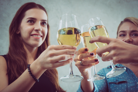 Party with wineglass in holidayの写真素材