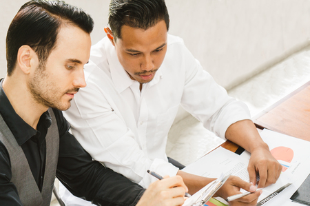 Businessman and partner meeting about new targetの写真素材