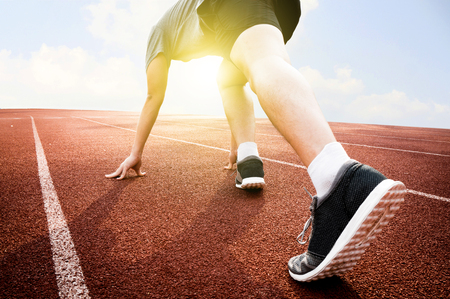 Athletic ready on starting point and ready for competitionの写真素材