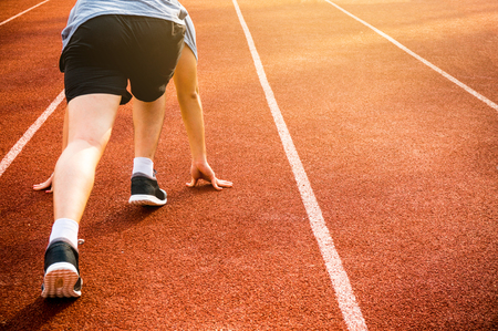 Athletic ready on starting point and ready for competitionの写真素材