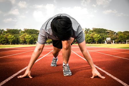 Athletic ready on starting point and ready for competitionの写真素材