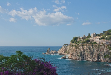 Seaside view on Taormina resortの写真素材