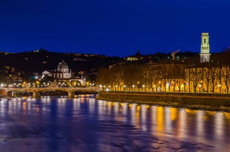 Night sky of Verona, Italy.の写真素材
