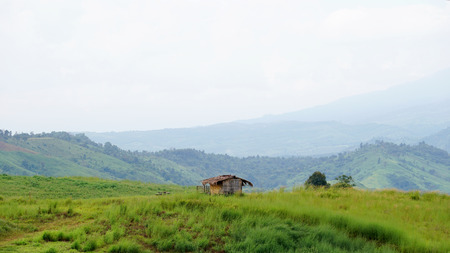 Hut on the hillの写真素材