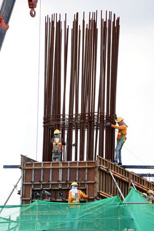 Worker on construction site in the morningのeditorial素材