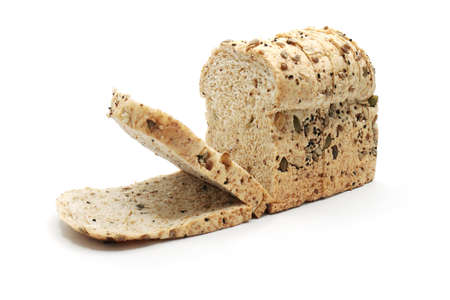 19 Grains Wheat Loaf isolated on white backgroundの写真素材