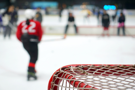 Blurred Training of young hockey players