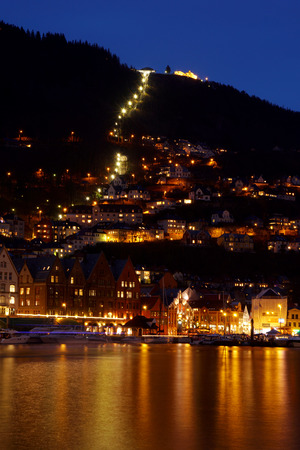 BERGEN, NORWAY - April 13, 2018: Famous Bryggen street in Bergen Norway - architecture backgroundのeditorial素材