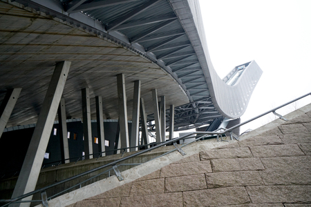 OSLO, NORWAY - APRIL 16 - 2018: Holmenkollen ski jump in summerのeditorial素材