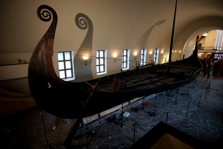 OSLO, NORWAY - April 16, 2018: Viking drakkar in Viking museum in Bygdoyのeditorial素材