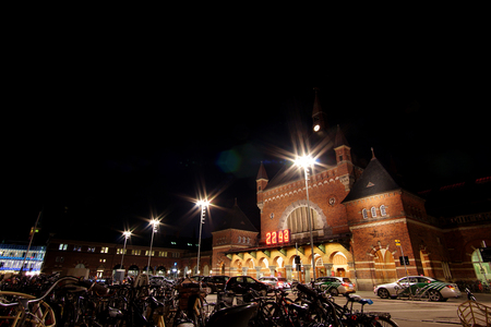 Copenhagen, Denmark - April 18, 2018: Old vintage roof structure at train station in Copenhagen, Denmarkのeditorial素材