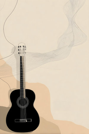 Acoustic guitar on abstract background. Vector illustration for your design.ai generatedの素材