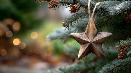 Christmas decoration on a fir tree. Selective focus. Holiday.ai generatedの素材