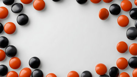 3d rendering of black, orange and black balloons on white background.ai generatedの素材